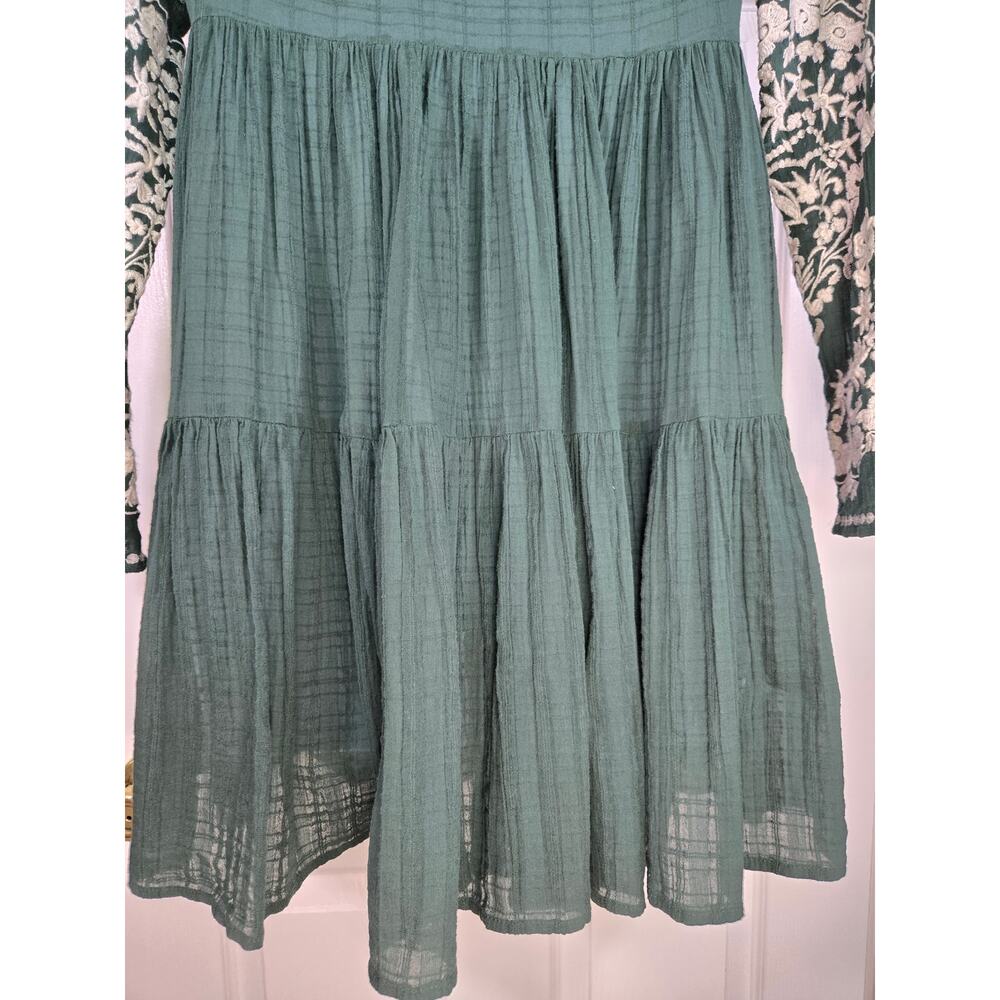 Free People Emerald City Tiered Embroidered Dress in Green Size Small - Picture 8 of 16